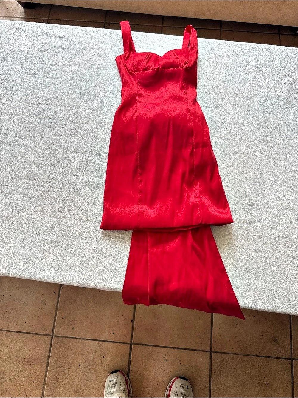 Red Draped Midi Dress Like New